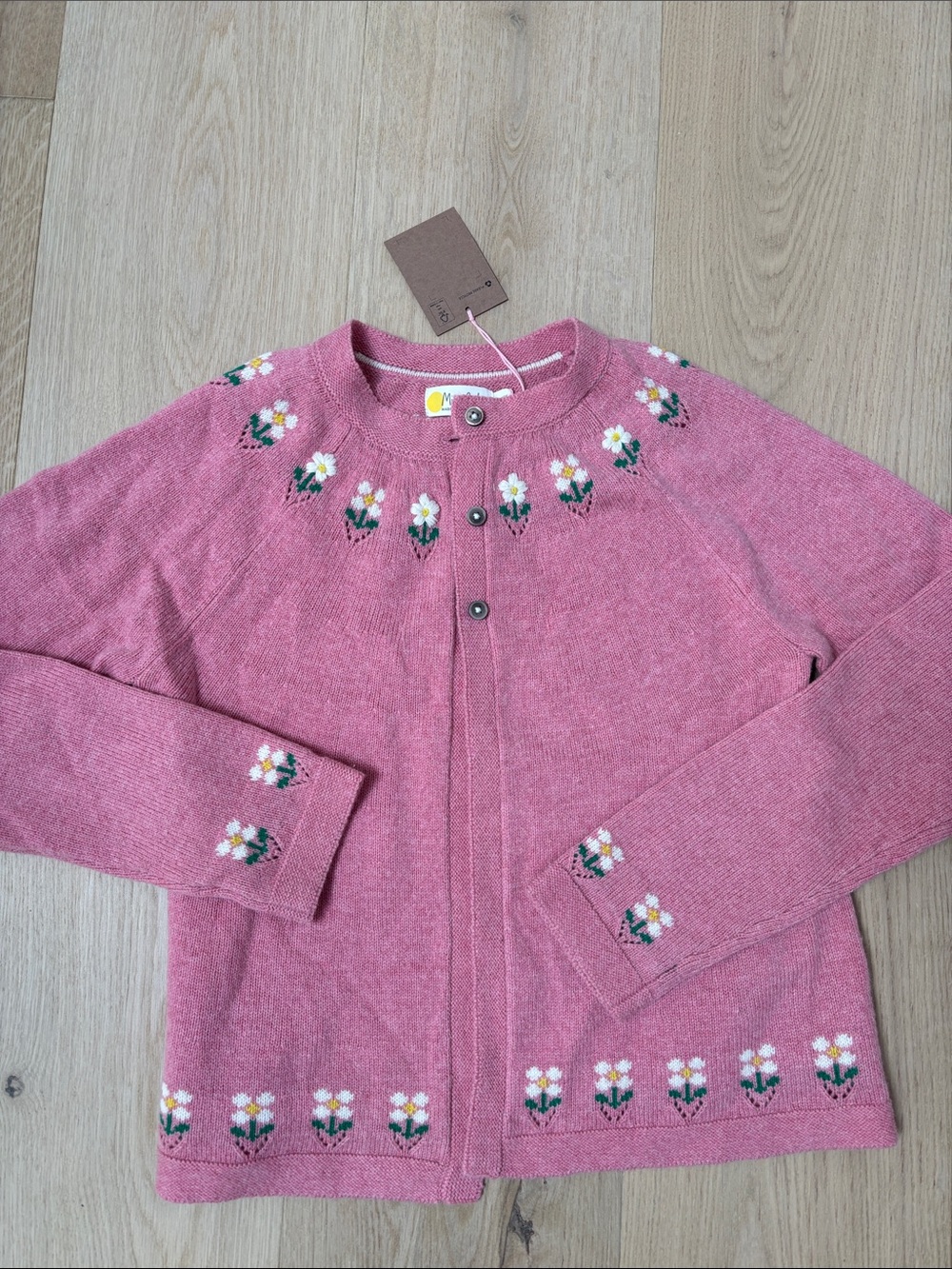 Mini Boden flower embroidered cardigan